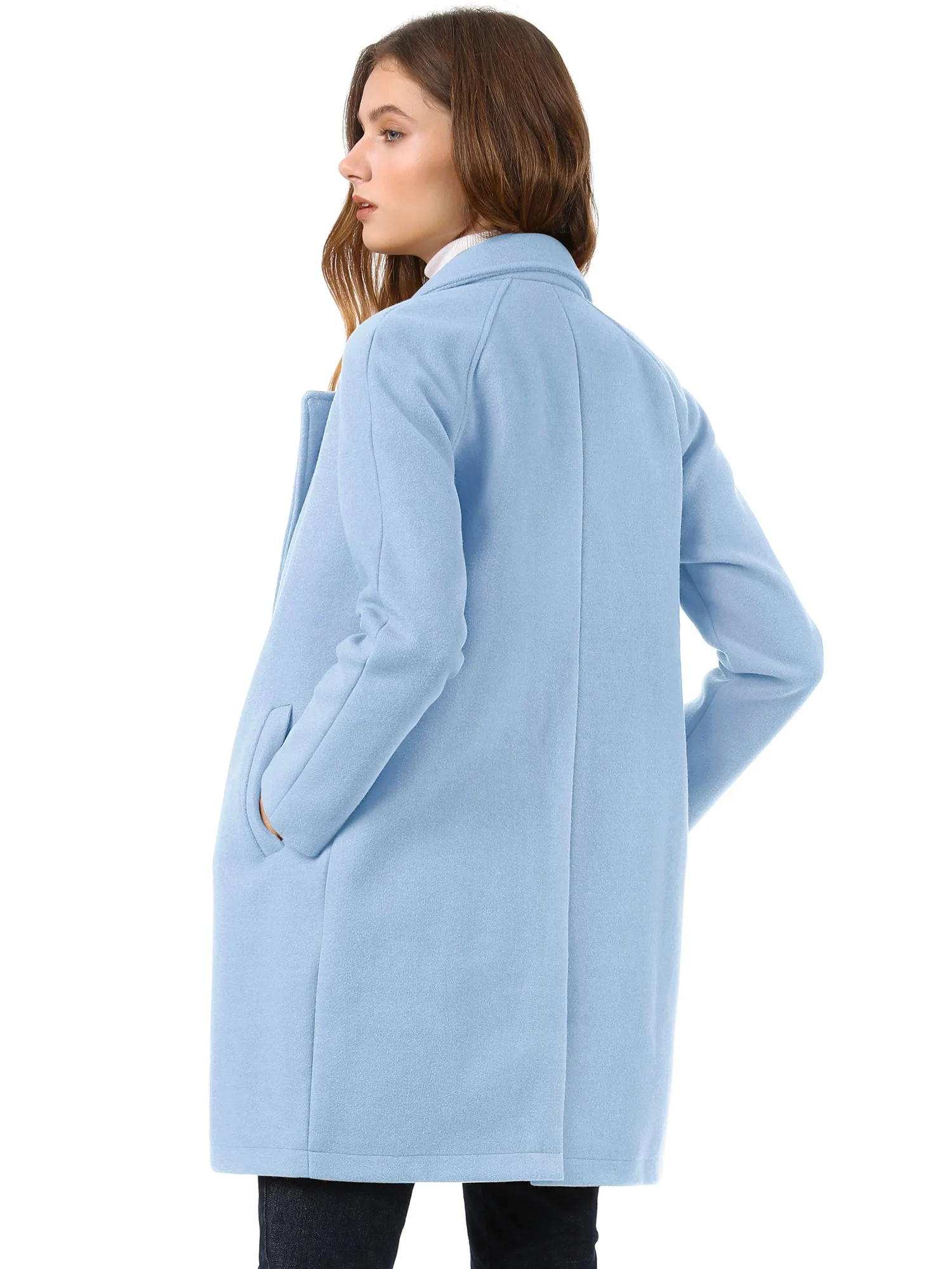 Notched Lapel Double Breasted Raglan Winter Coat