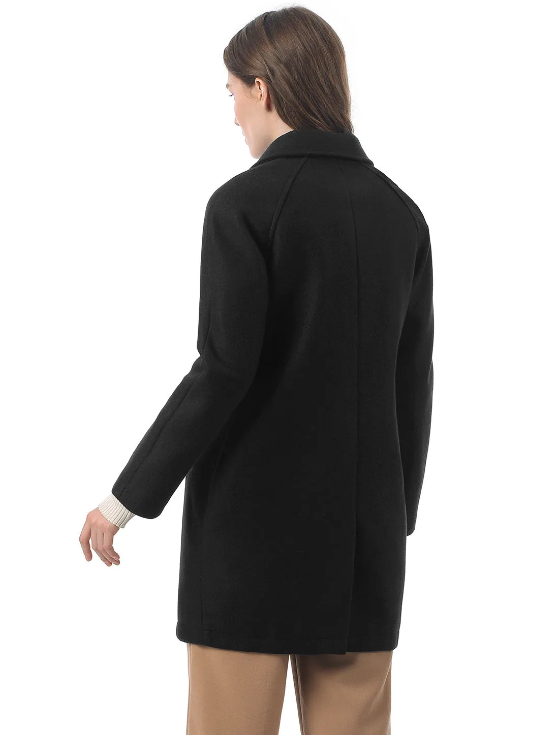 Notched Lapel Double Breasted Raglan Winter Coat