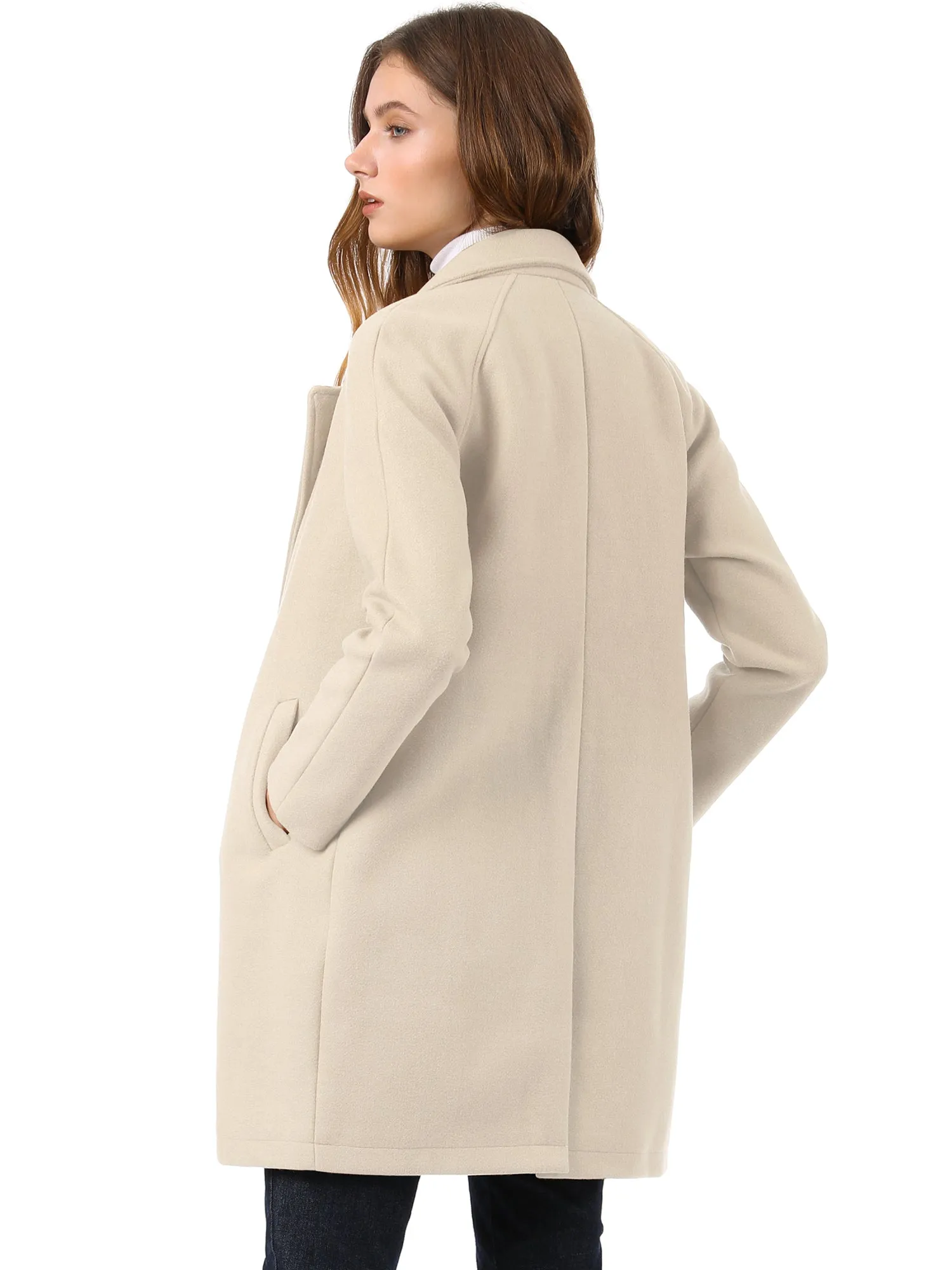 Notched Lapel Double Breasted Raglan Winter Coat