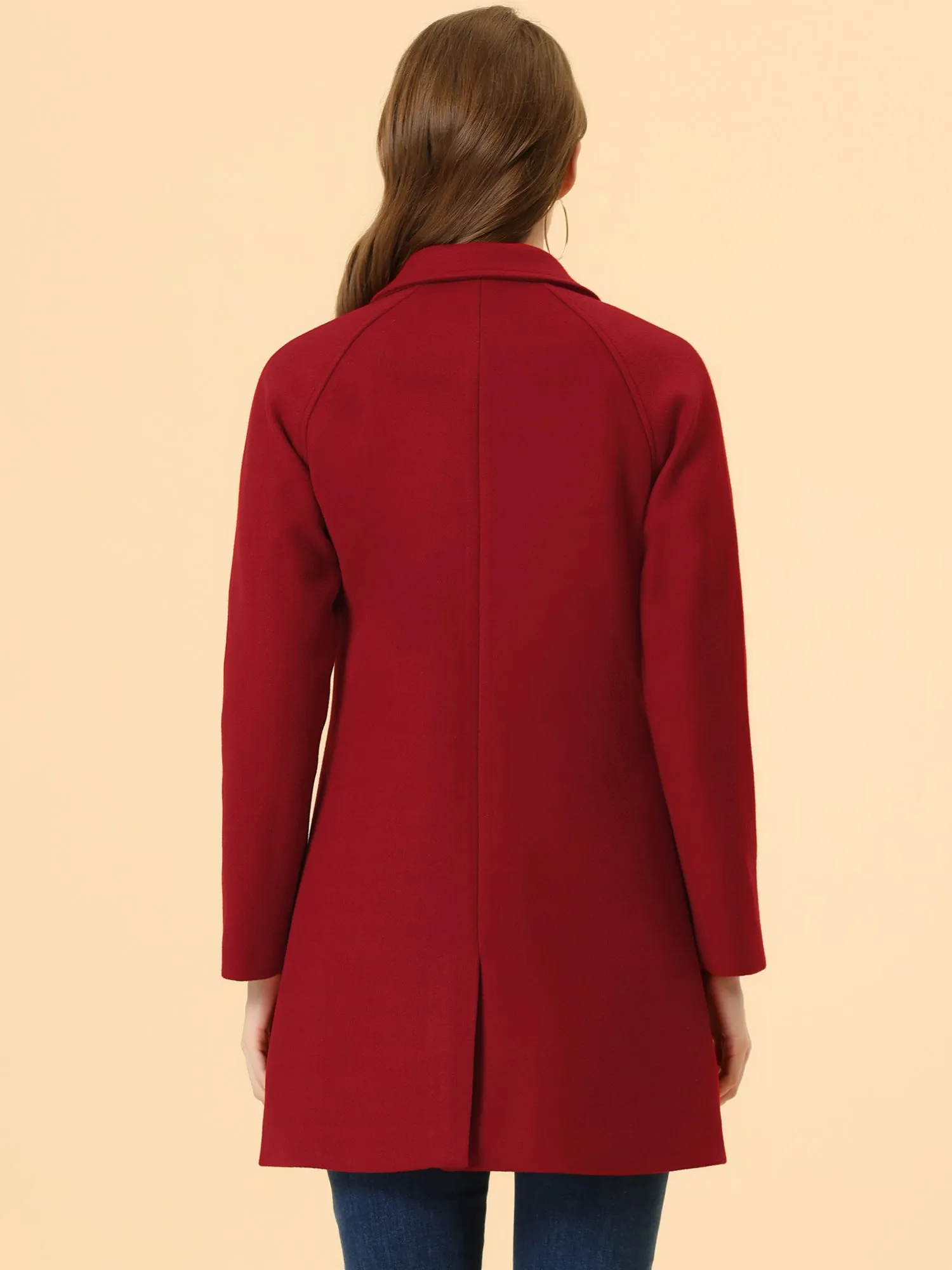 Notched Lapel Double Breasted Raglan Winter Coat