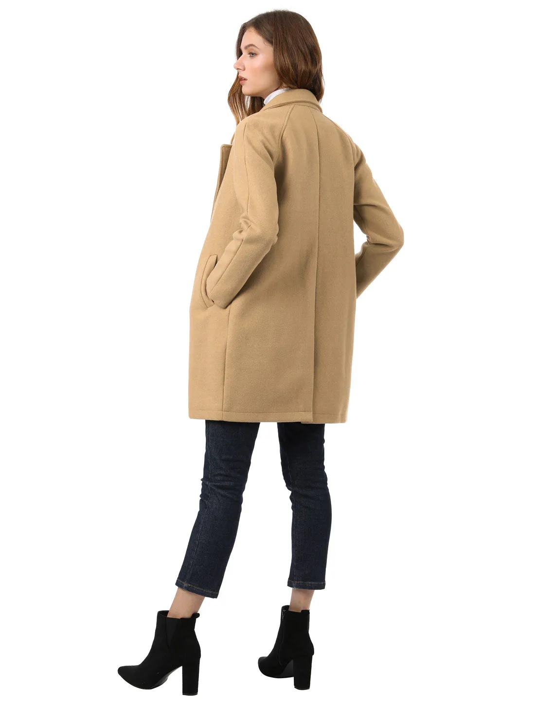 Notched Lapel Double Breasted Raglan Winter Coat