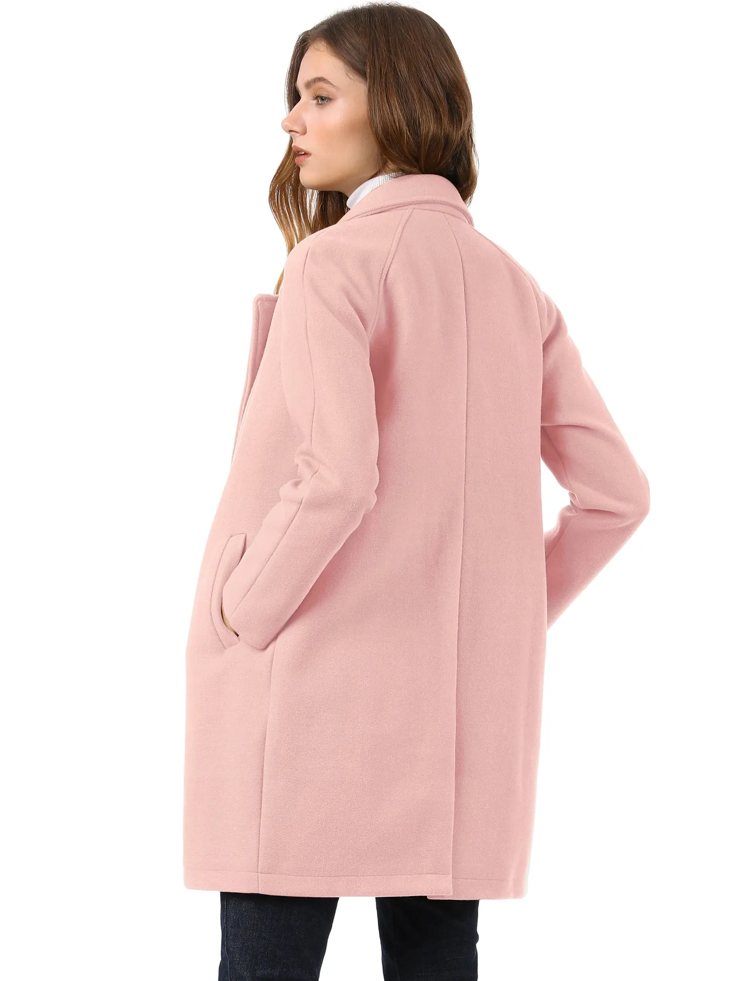 Notched Lapel Double Breasted Raglan Winter Coat