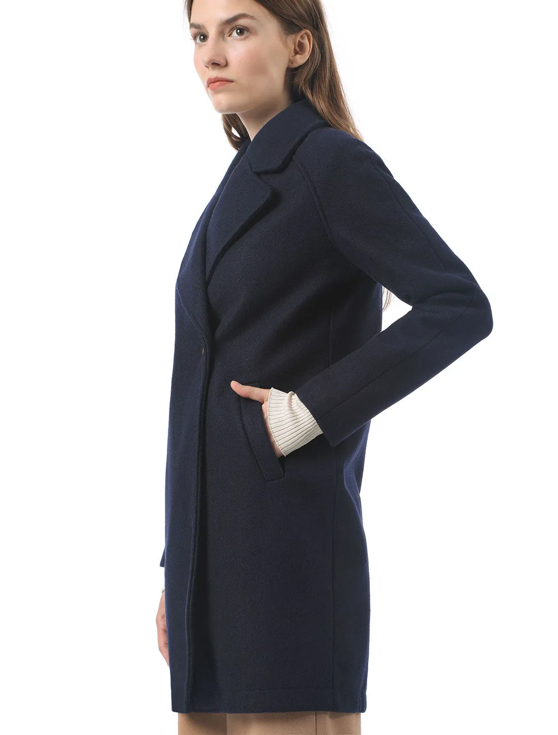 Notched Lapel Double Breasted Raglan Winter Coat