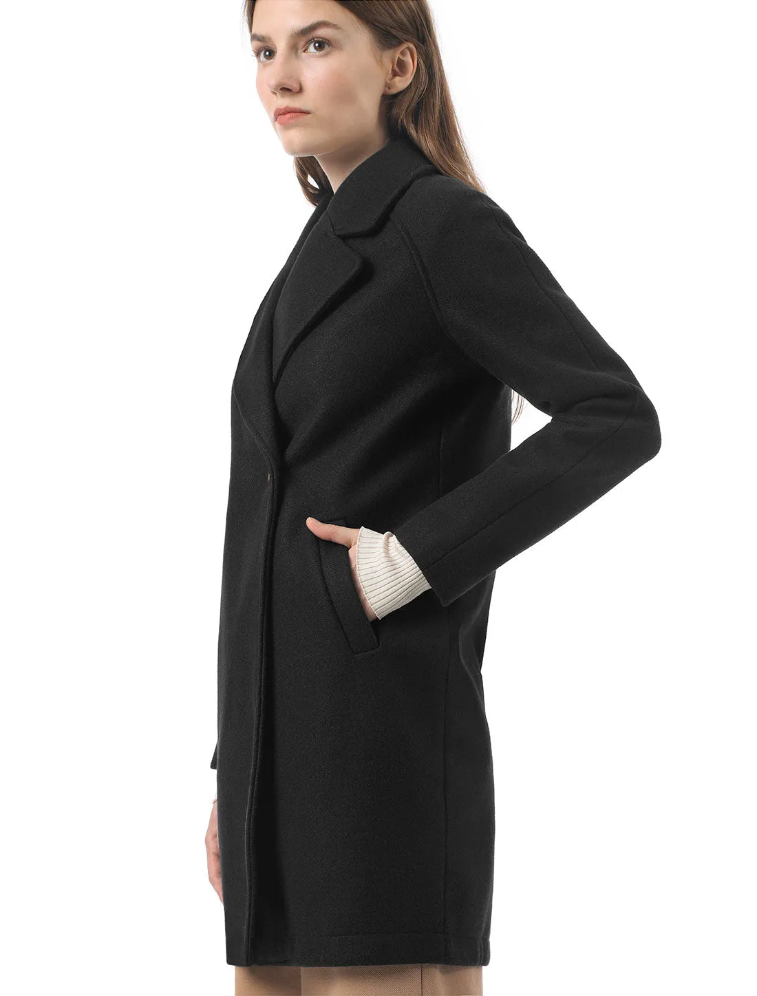 Notched Lapel Double Breasted Raglan Winter Coat