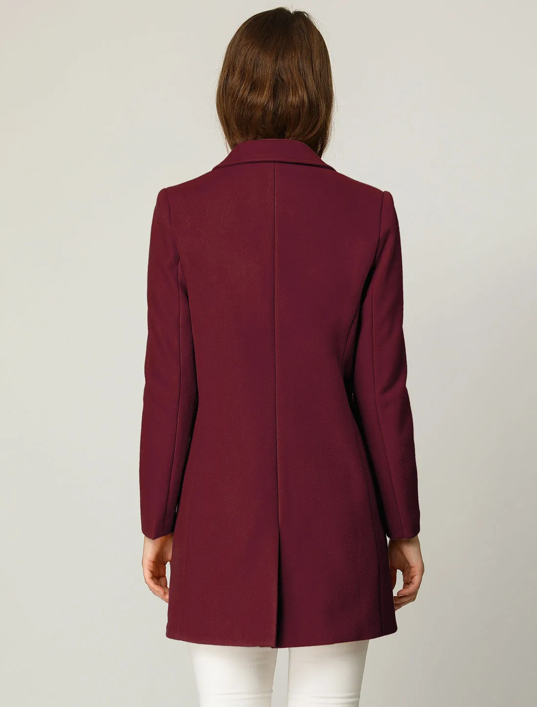 Notched Lapel Long Sleeve Buttoned Pea Coat