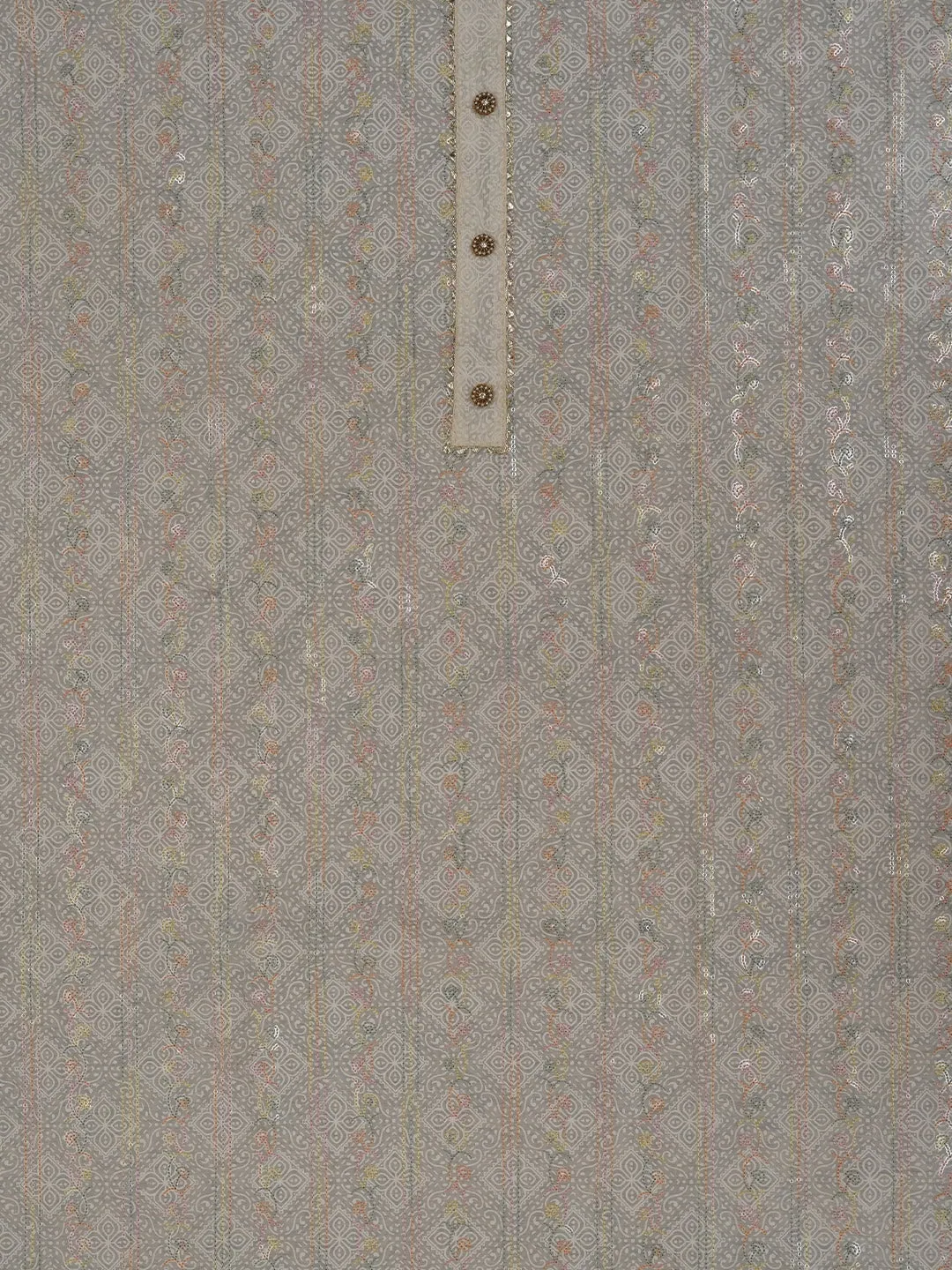 Off White Sequin Embroidered Silk Blend Dress Material with Dupatta