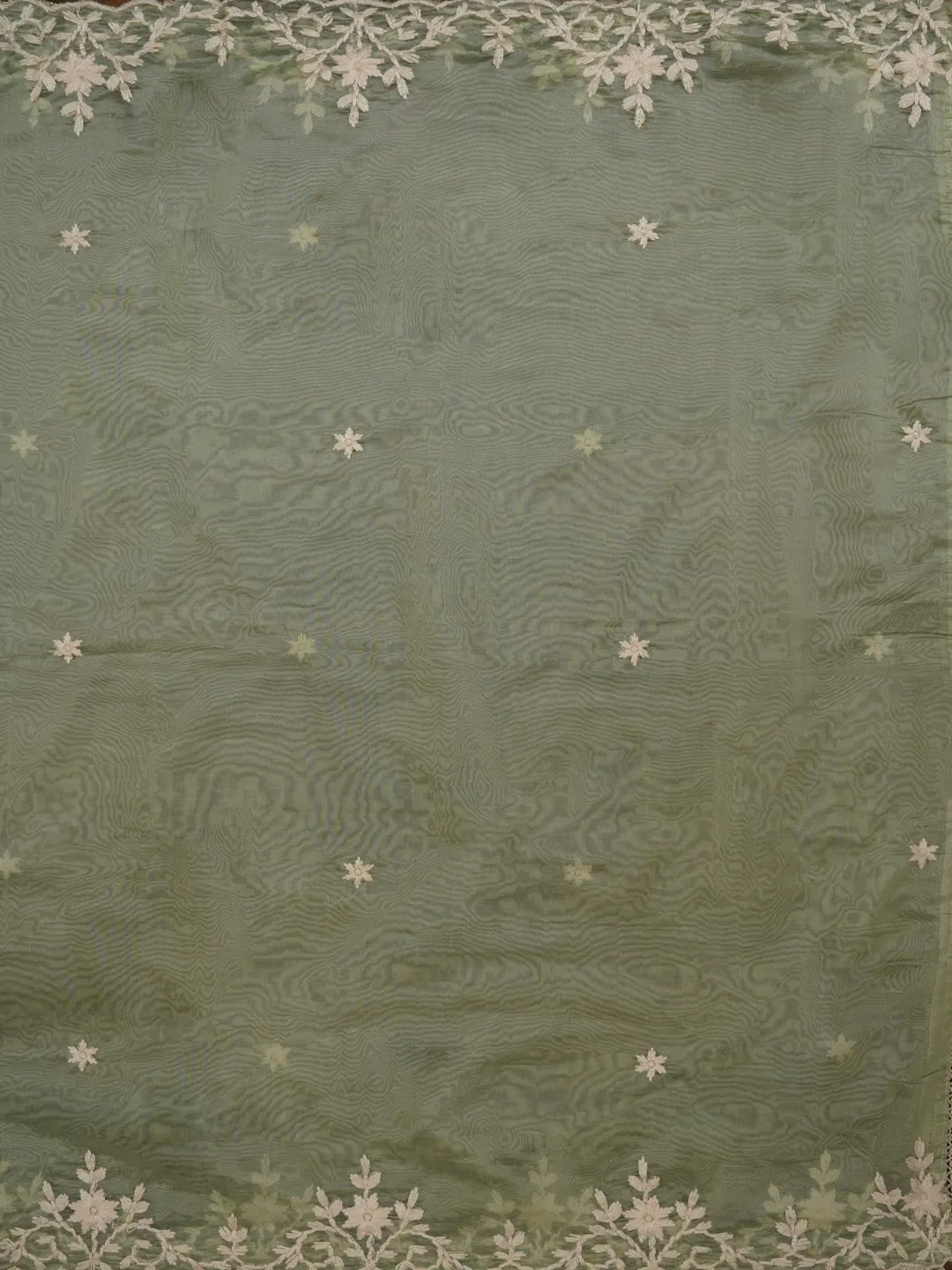Off White Sequin Embroidered Silk Blend Dress Material with Dupatta