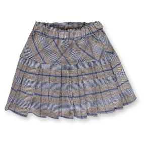 Piccola Ludo Blue Plaid Skirt- Knee Length