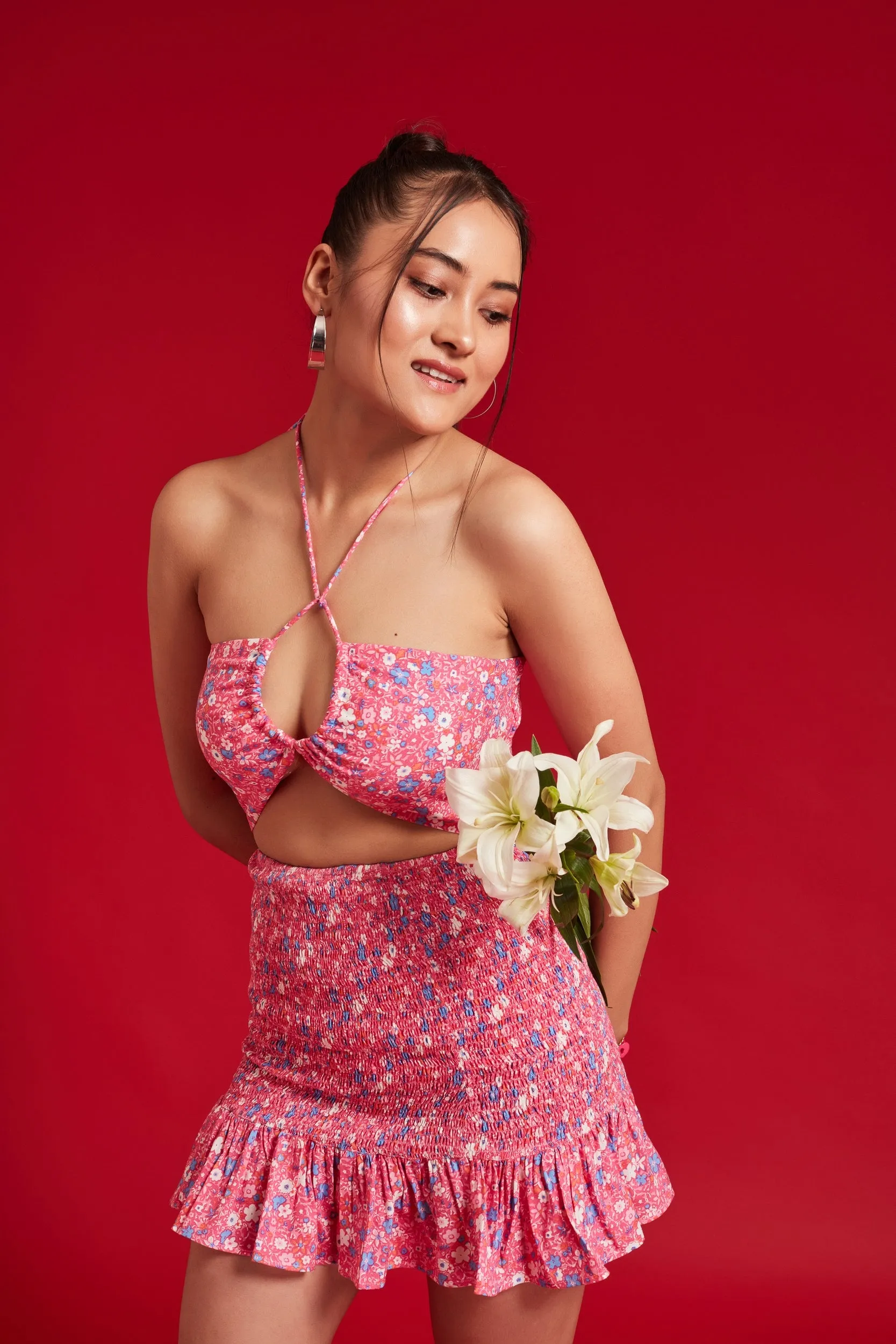 Pink Floral Skirt