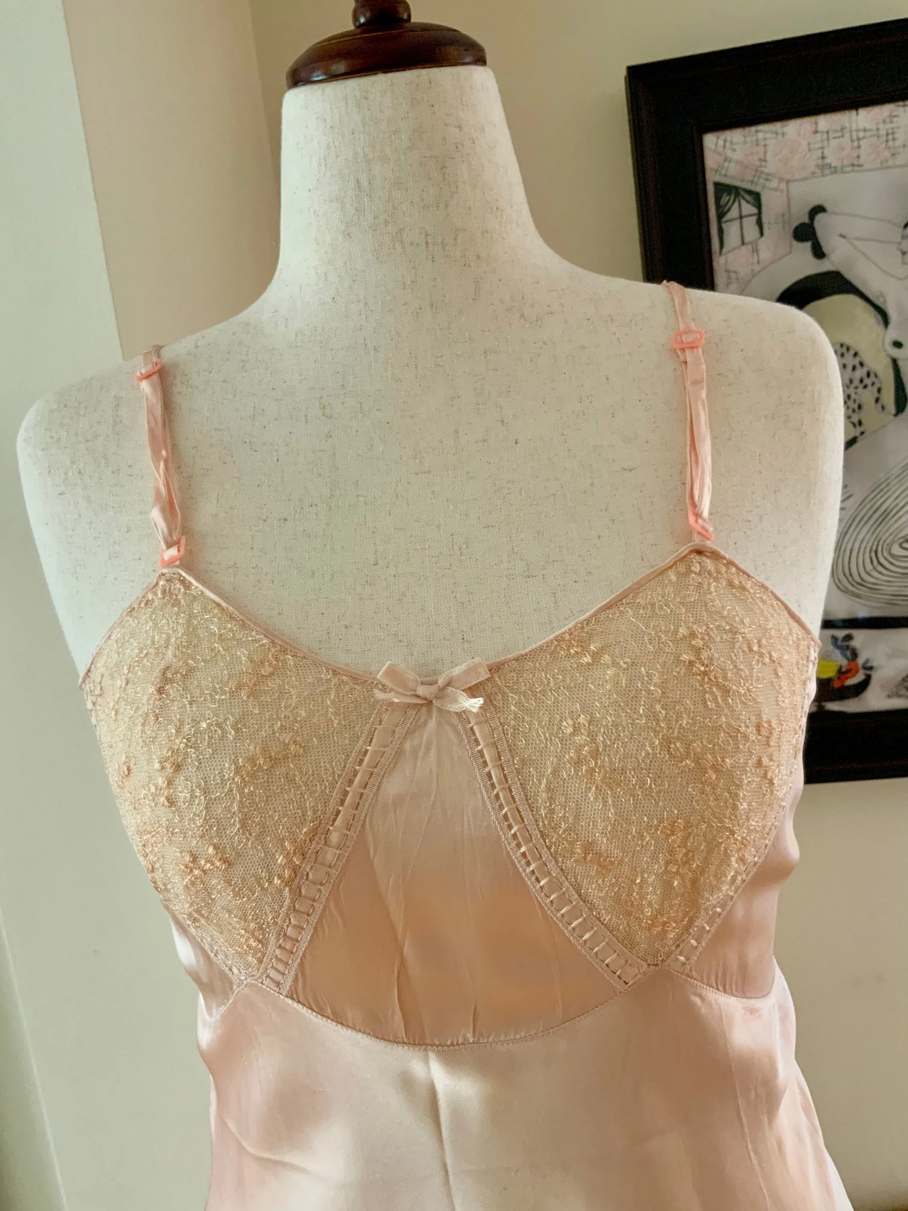 Pink Satin Slip Dress - 40s