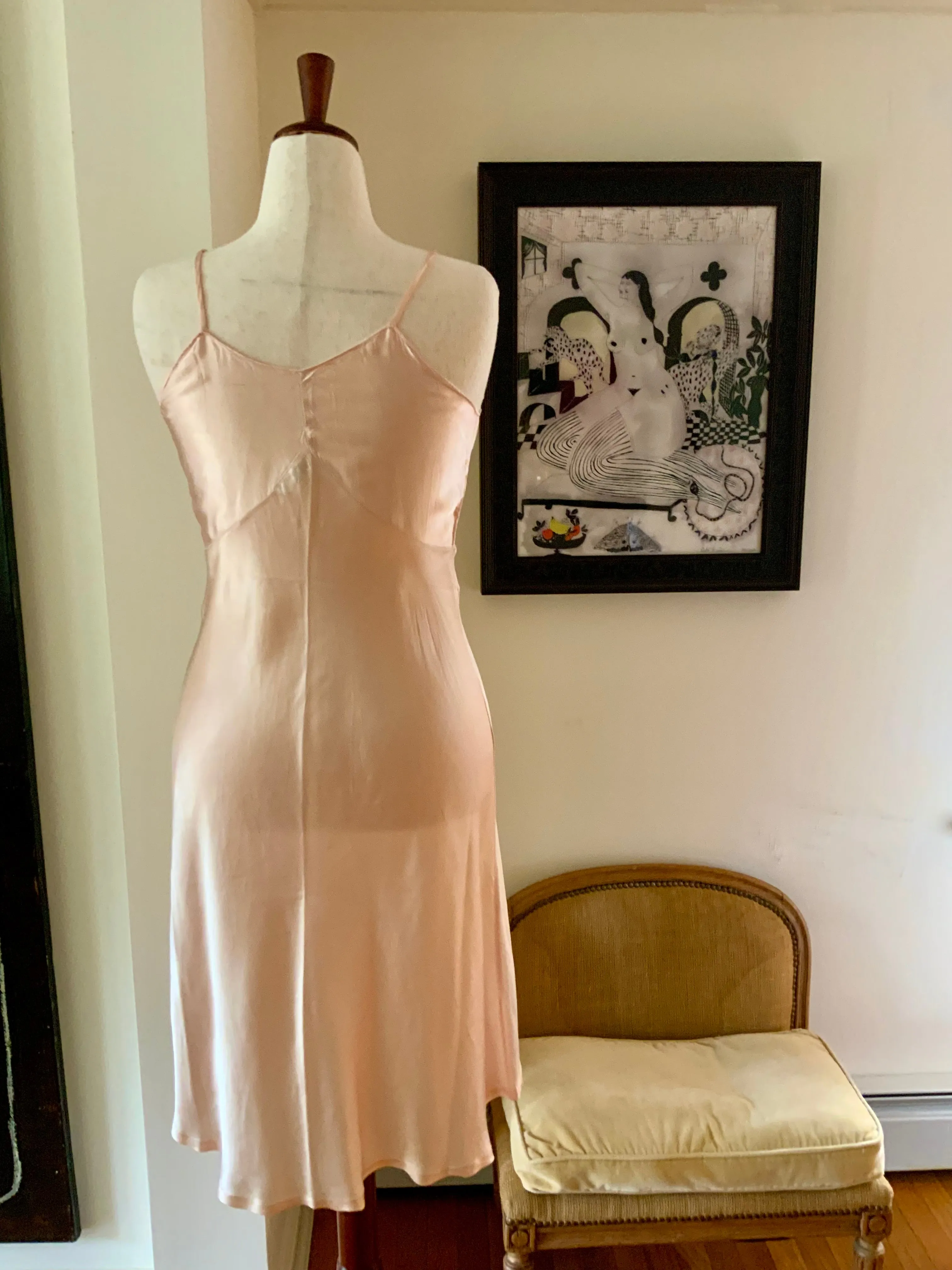 Pink Satin Slip Dress - 40s