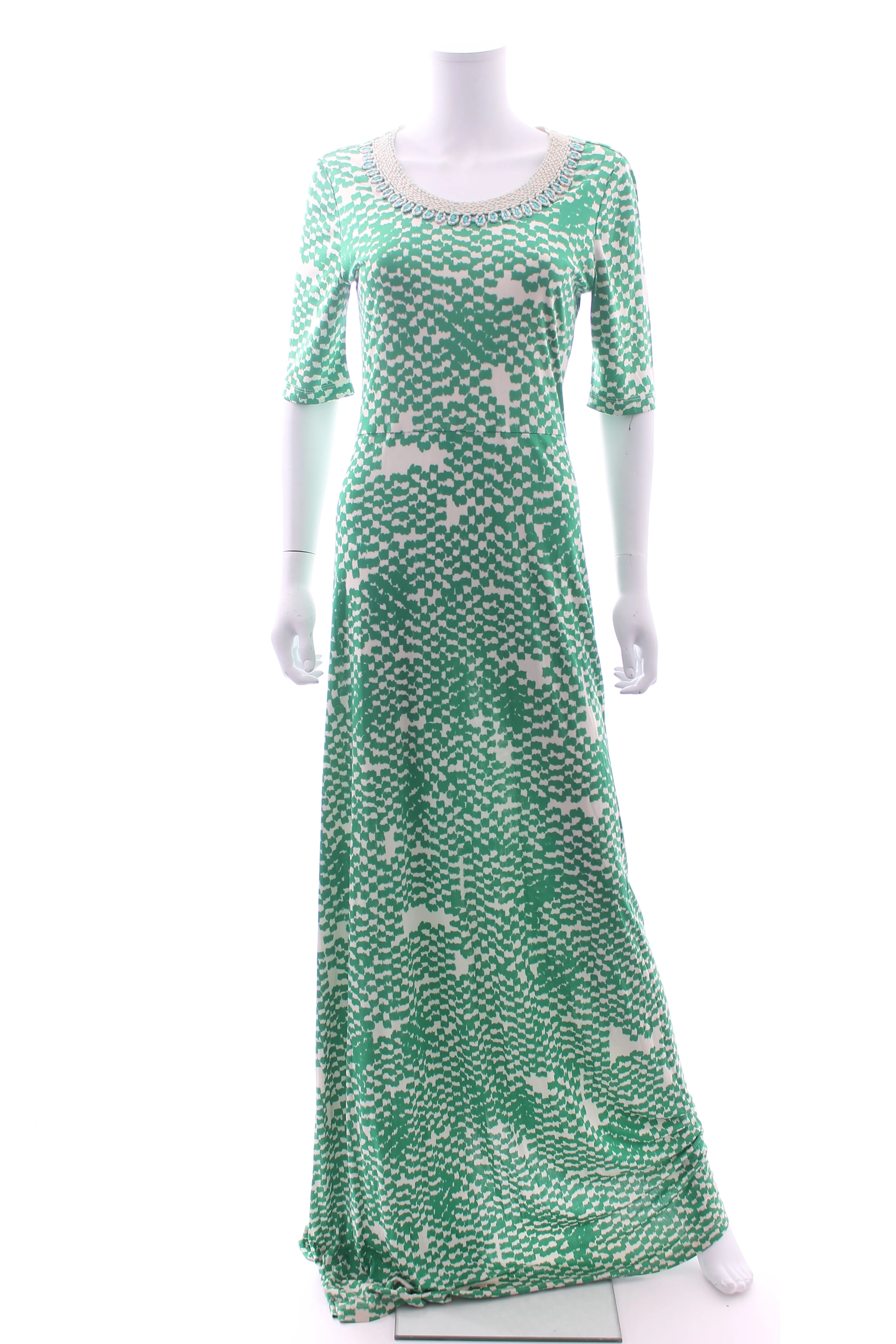 Saloni Embroidered Printed Silk-Jersey Maxi Dress