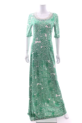 Saloni Embroidered Printed Silk-Jersey Maxi Dress