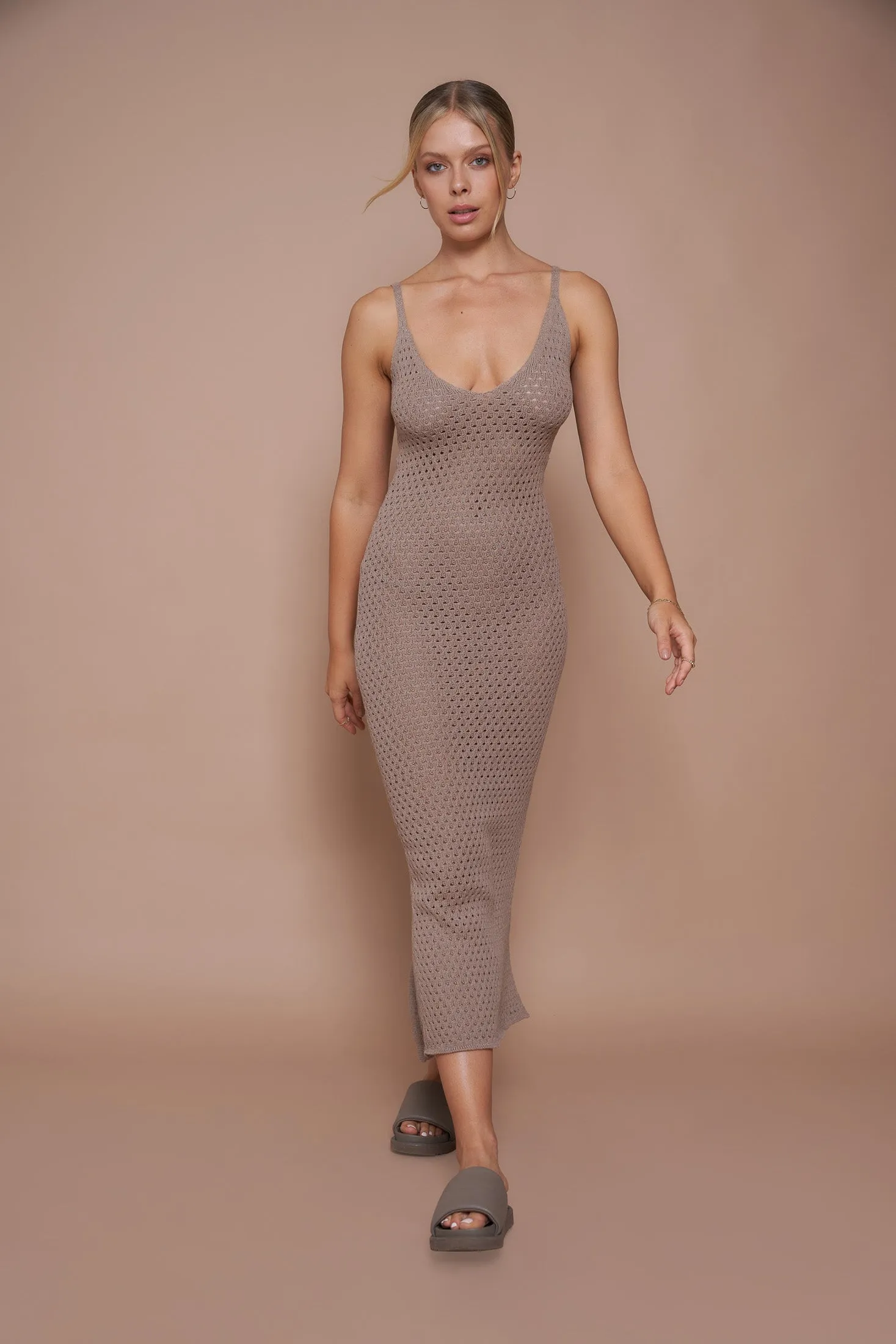Sam Knitted Maxi Dress - Brown