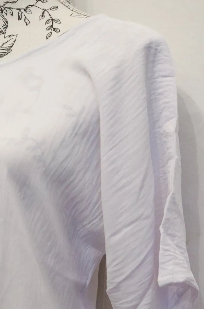 Short-Sleeved Crinkle Abaya Slip Dress White