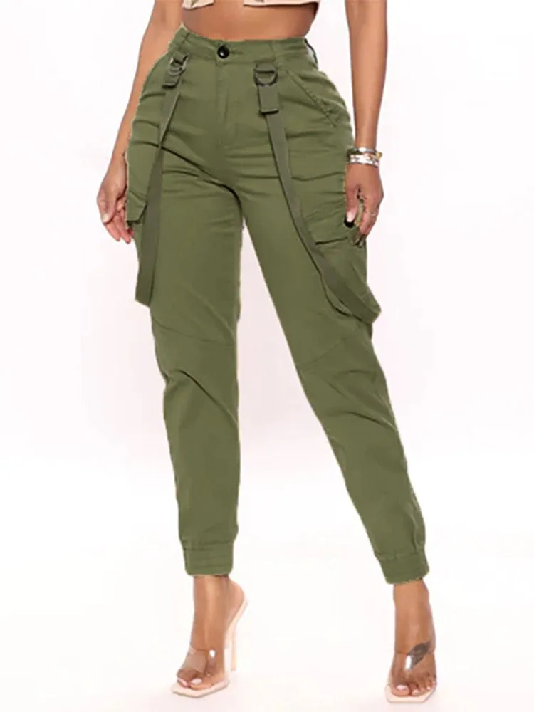 Solid Army Ankle Green Pants