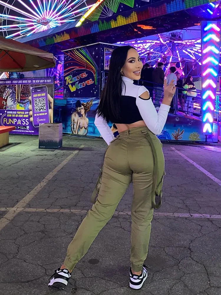 Solid Army Ankle Green Pants