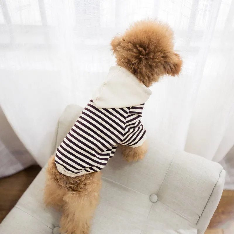 Striped Cotton Dog Hoodie