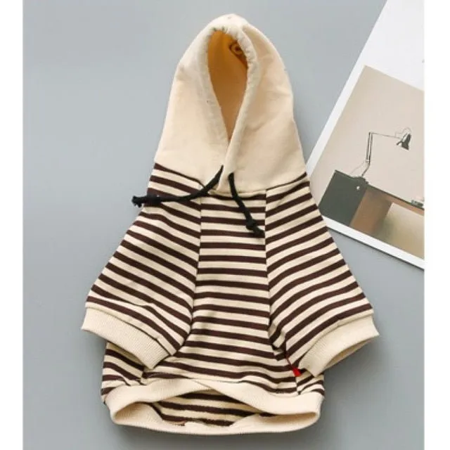 Striped Cotton Dog Hoodie