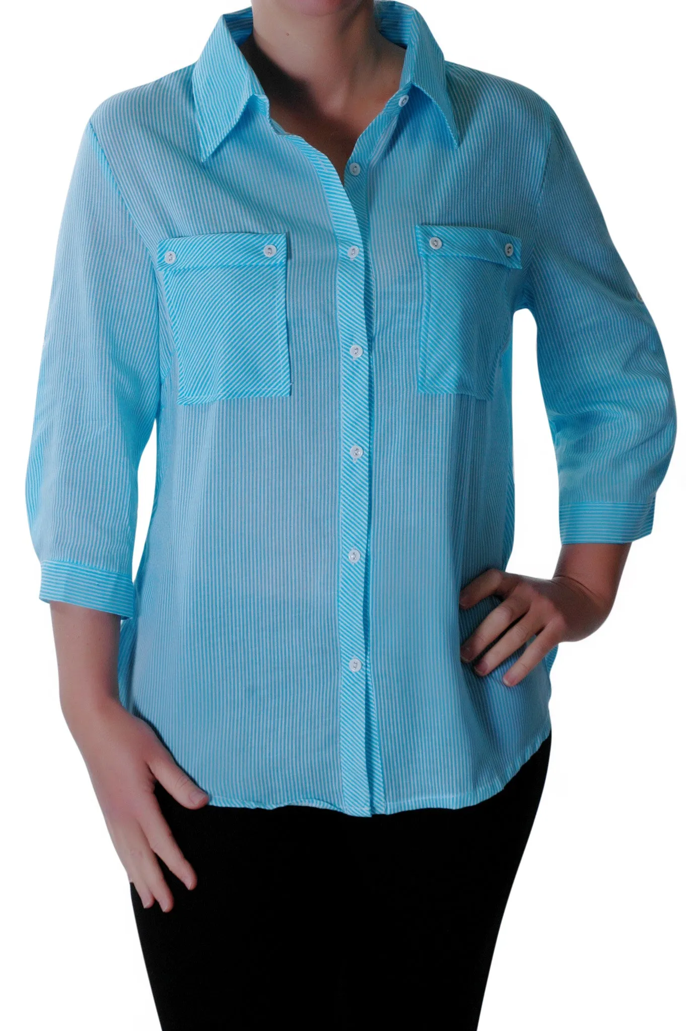 Striped Sleeve Plus Size Blouse