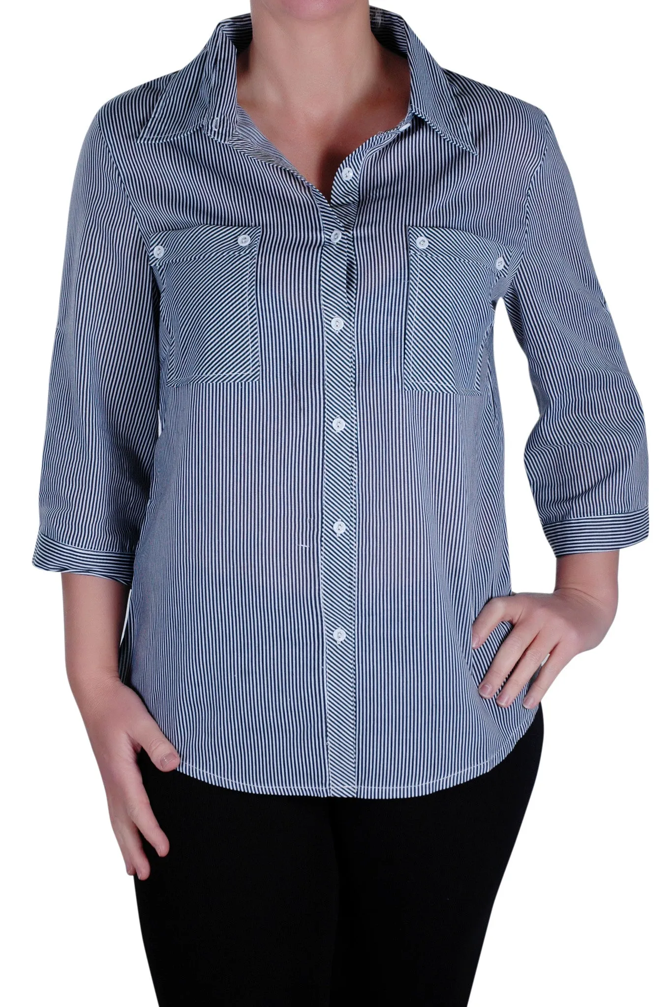 Striped Sleeve Plus Size Blouse
