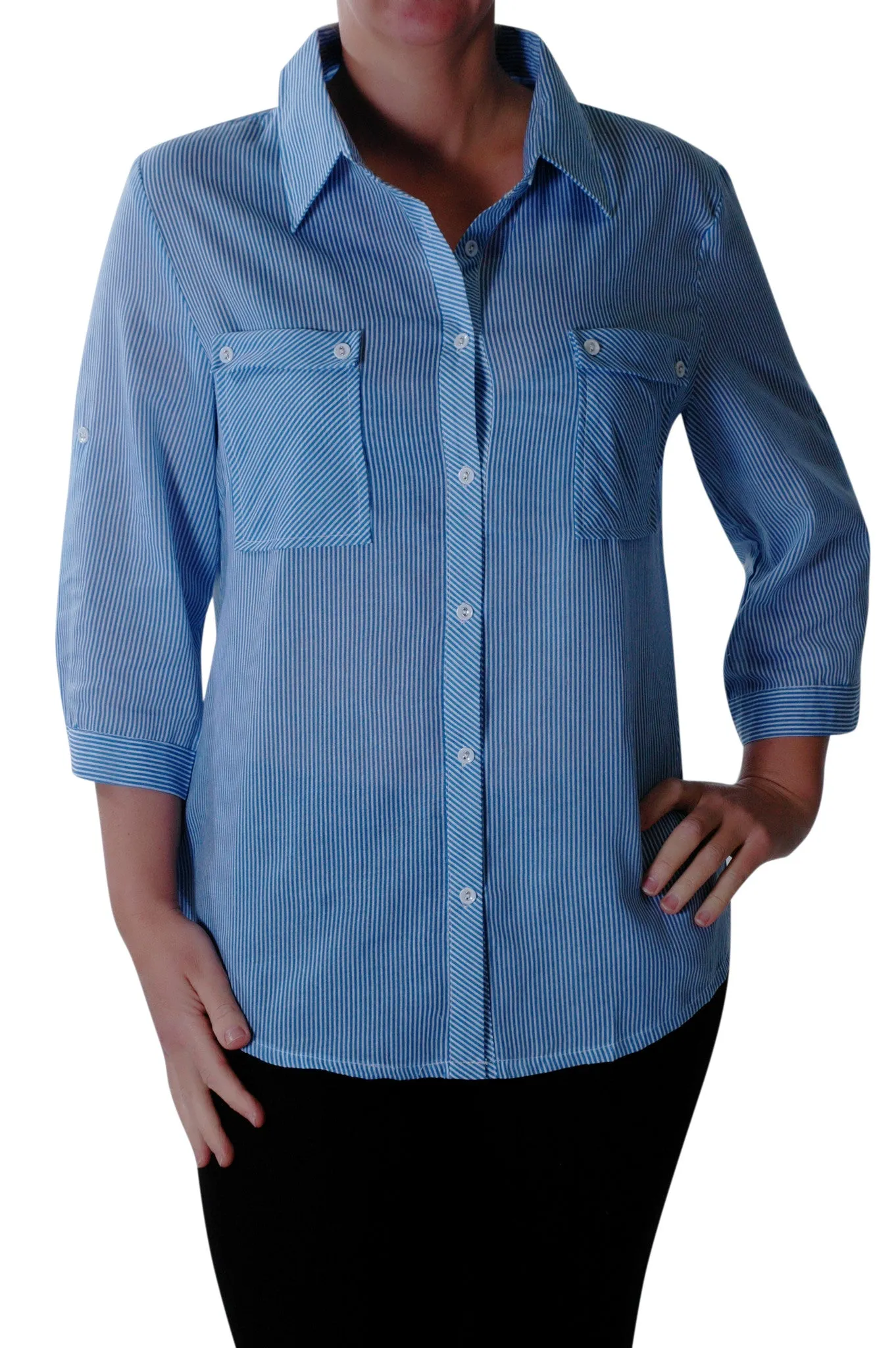 Striped Sleeve Plus Size Blouse