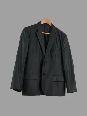 Teiji Hayama black polyester double faced 2 button blazer - mens size 46 S