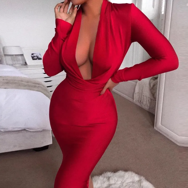 Touch My Heart Bandage Midi Dress