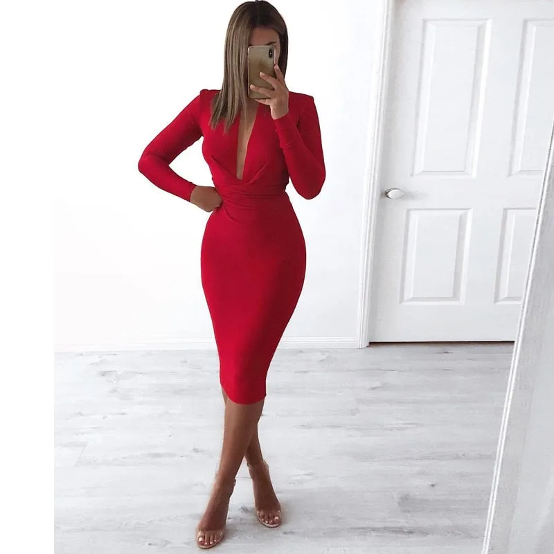 Touch My Heart Bandage Midi Dress