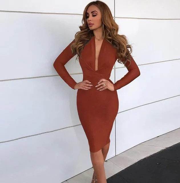 Touch My Heart Bandage Midi Dress