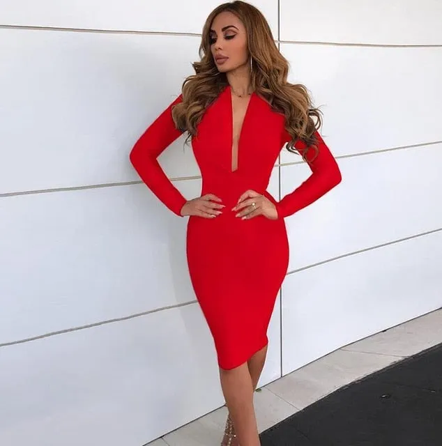 Touch My Heart Bandage Midi Dress