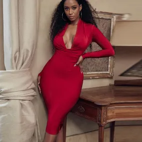 Touch My Heart Bandage Midi Dress