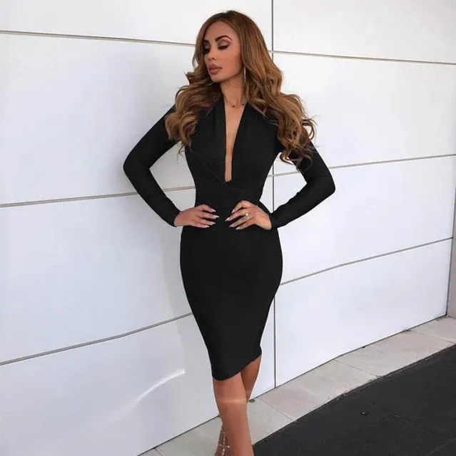 Touch My Heart Bandage Midi Dress