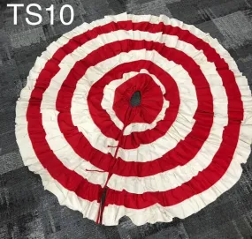 Tree Skirt - Red and Country White Layered Ruffle