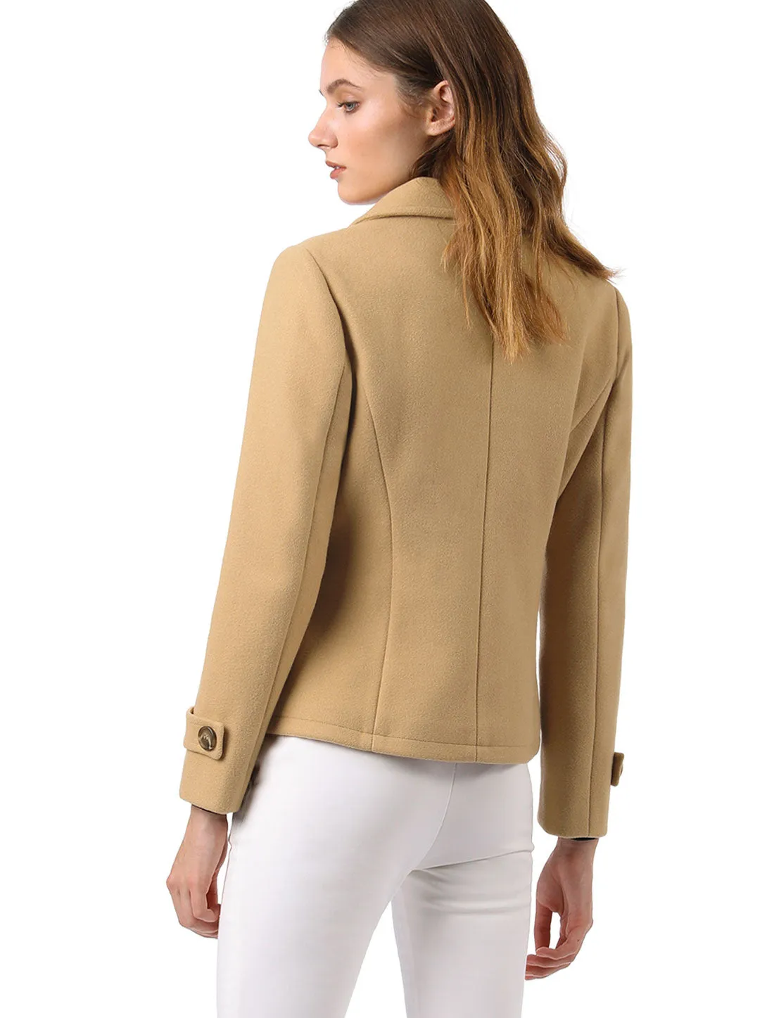 Winter Notched Lapel Double Breasted Short Pea Coat