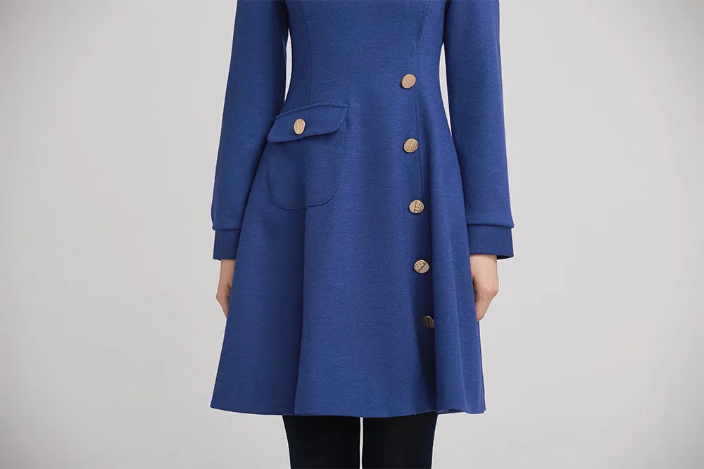 winter short wool dress with pockets and long sleeves 2238