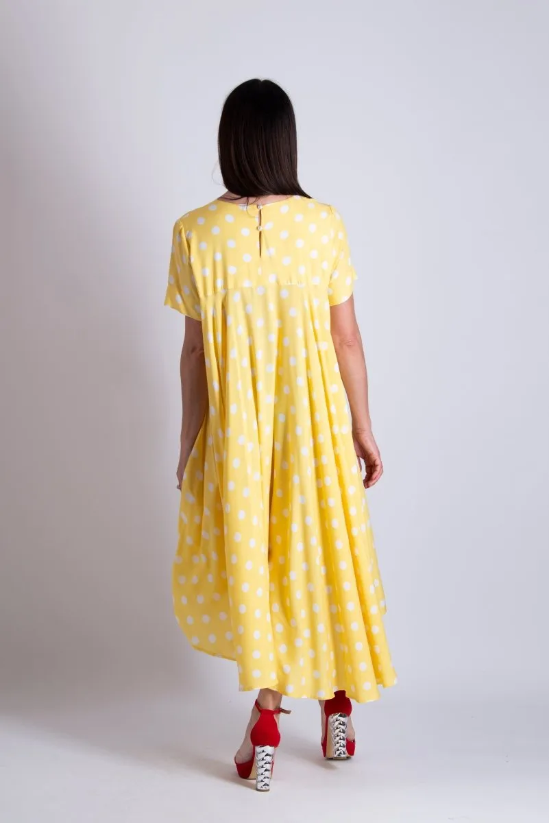 Yellow Polka Dot Maxi Dress KOSARA