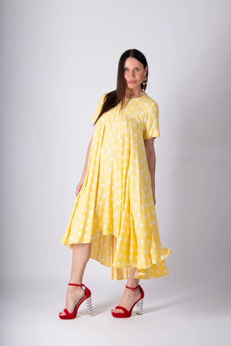 Yellow Polka Dot Maxi Dress KOSARA