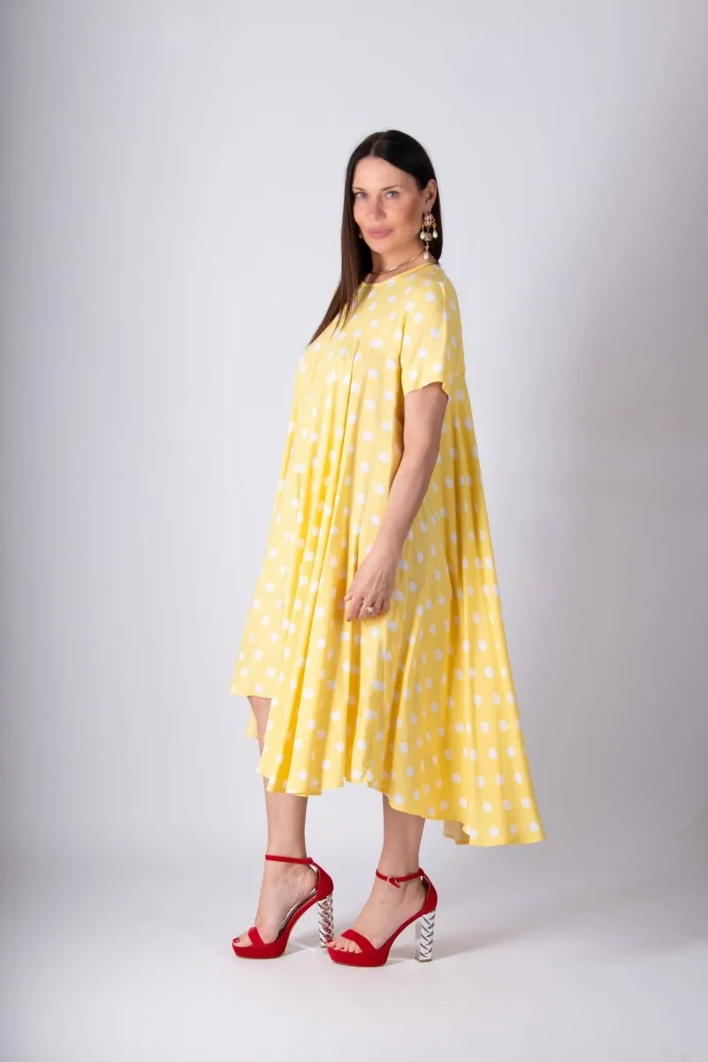 Yellow Polka Dot Maxi Dress KOSARA