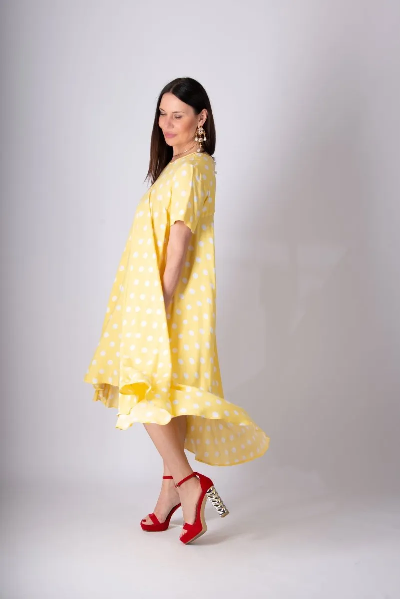 Yellow Polka Dot Maxi Dress KOSARA