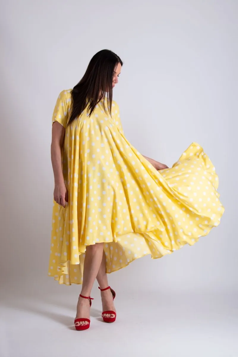 Yellow Polka Dot Maxi Dress KOSARA